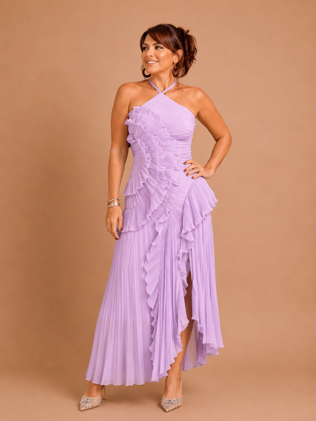 REGINE™ - Elegant Halter Neck Lotus Summer Maxi Dress