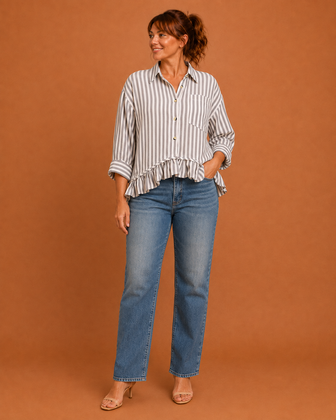 KOLET™ - Casual Summer Ruffled Button Down Blouse