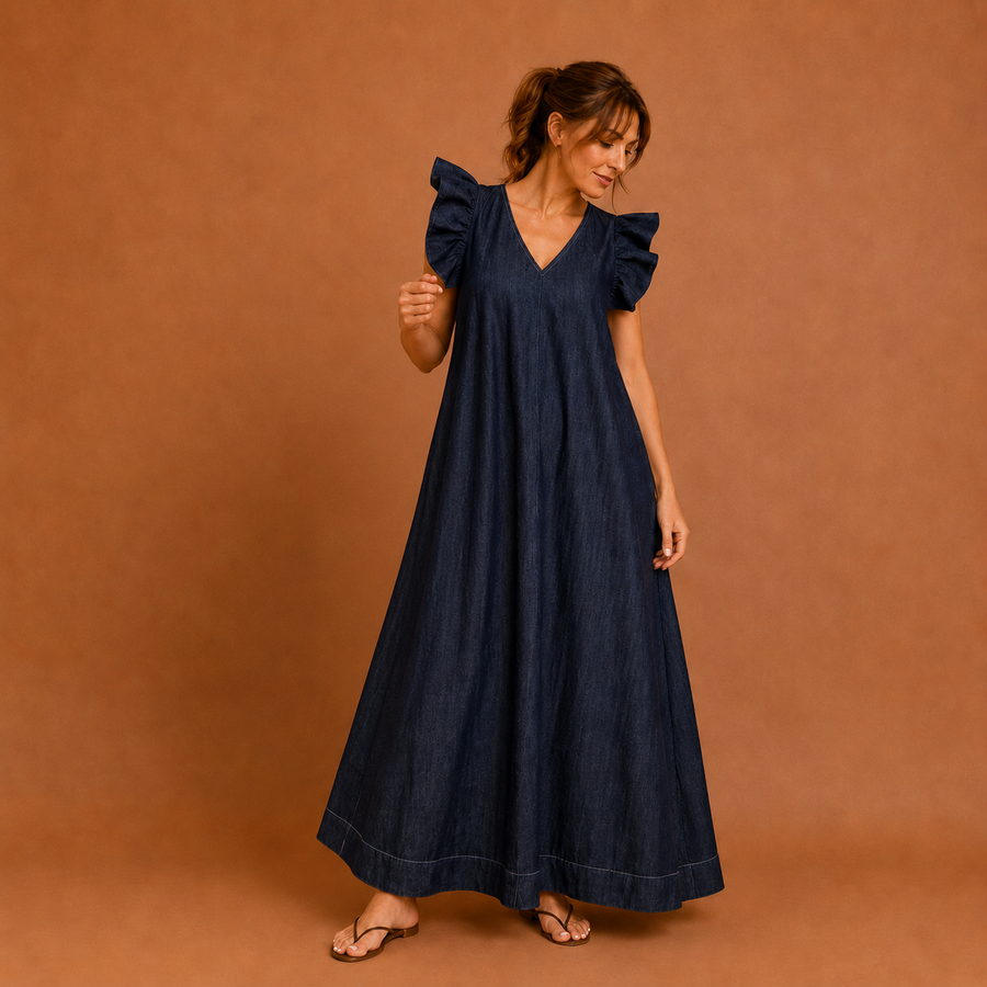 ALMA™ – Loose Fit Summer Sleeveless Ruffled Maxi Dress