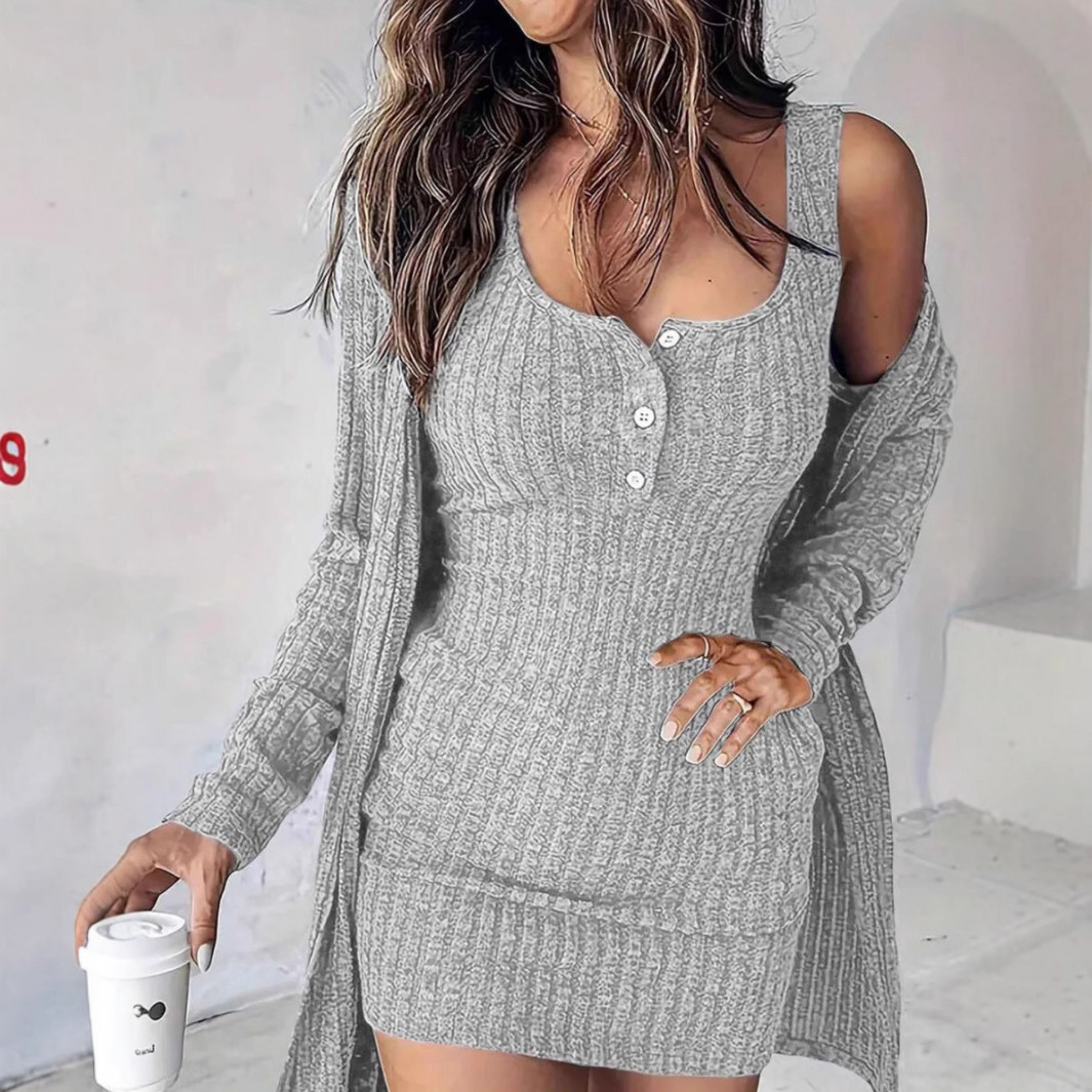 WILLA™ - Classy Ribbed Two-Piece Dress Coat