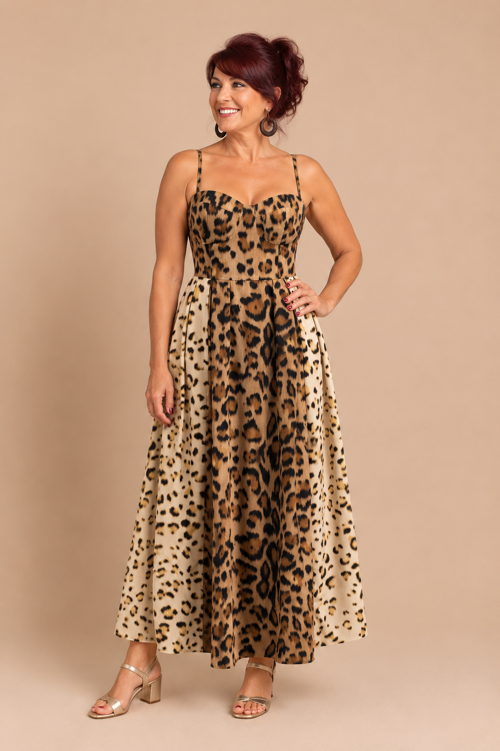 BIANCA™ - Bold Leopard Print Midi Dress