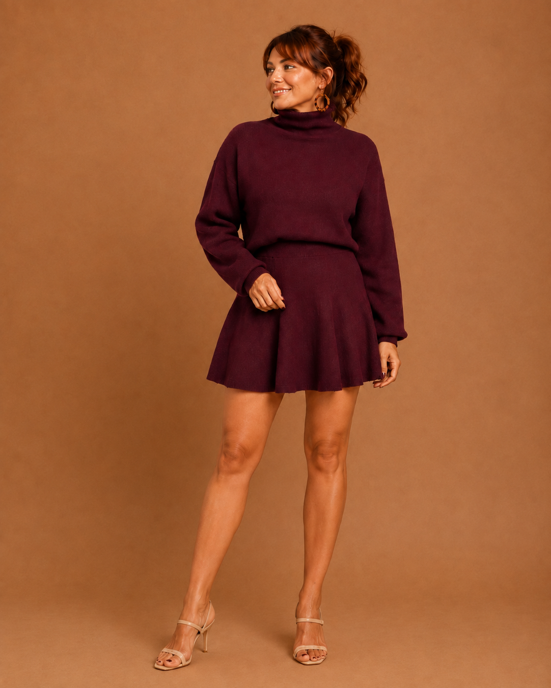 PHOEBE™ - Half-High Neck Loose Fit Knit Sweater Dress