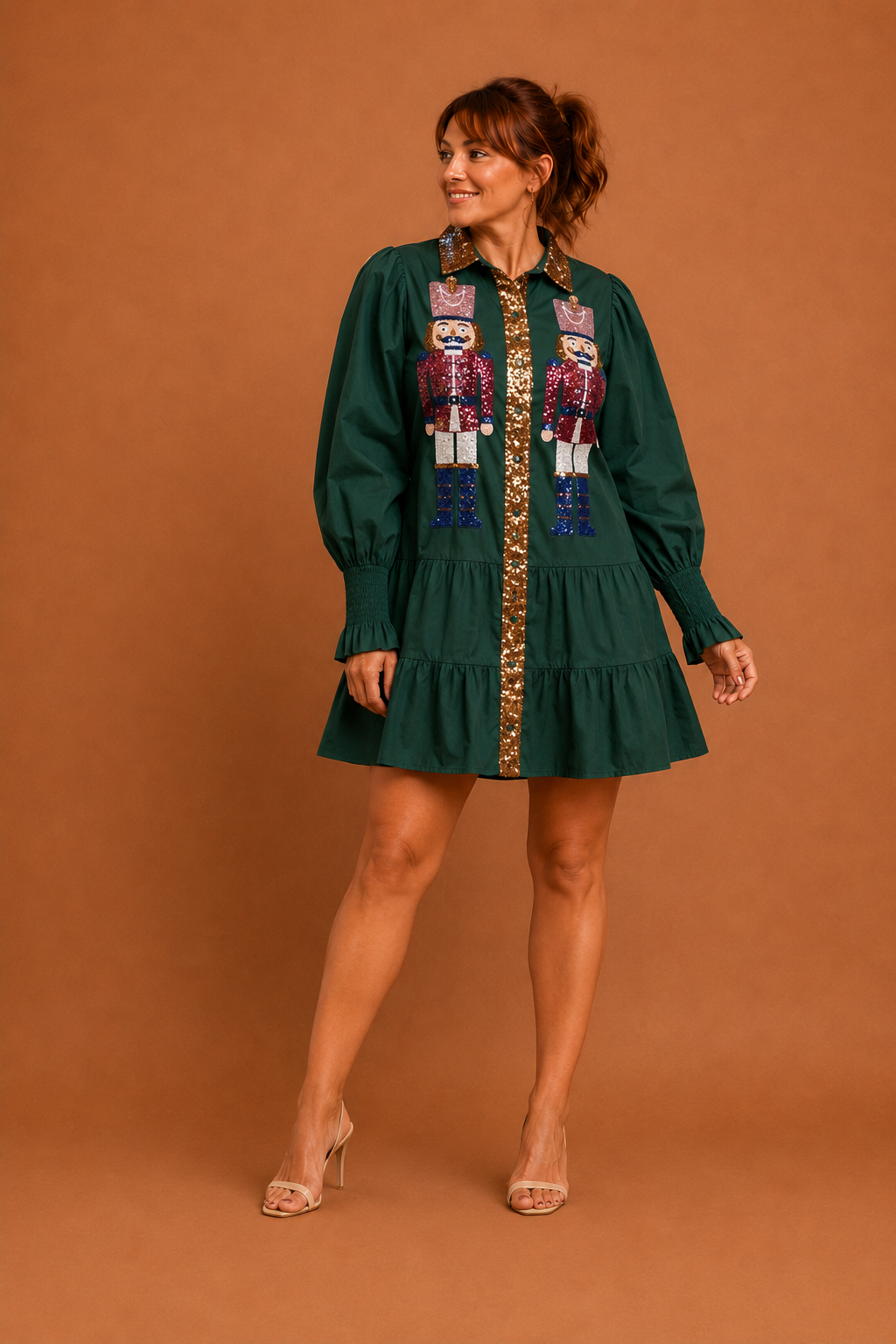 SHEENA™ - Sequin Skirt Holiday Sweatshirt Mini Dress