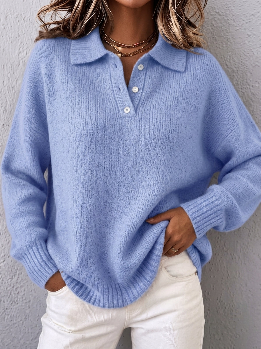 Marvelle™ | Chic Polo Hooded Knit Sweater