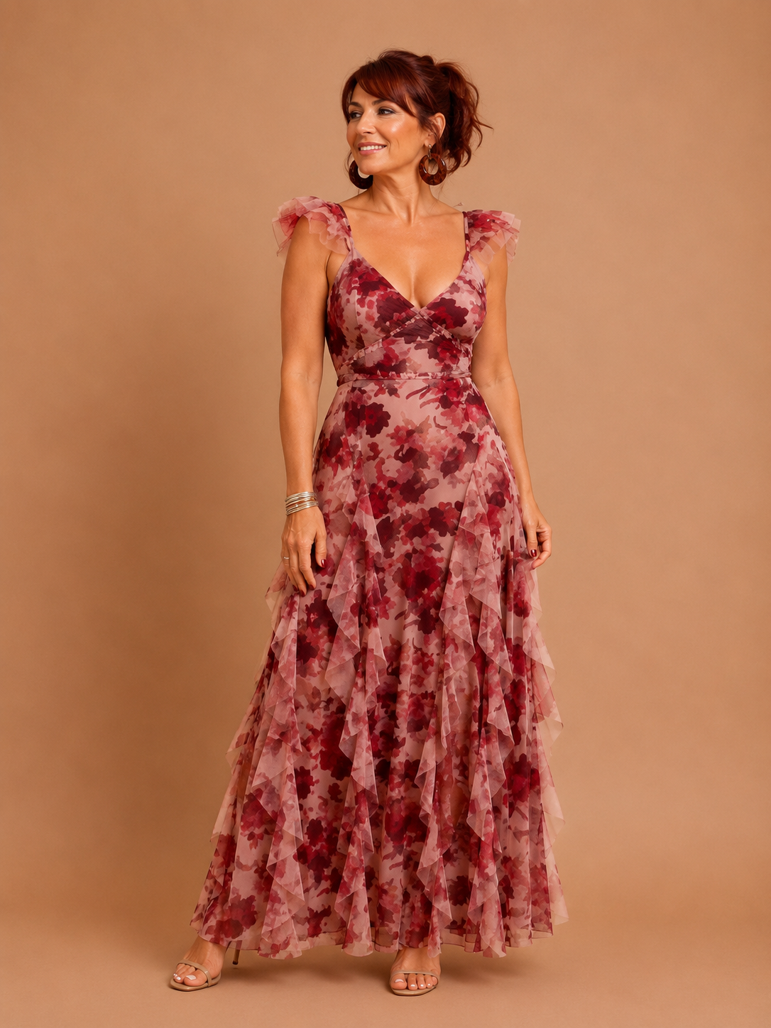 MARIELA™ – Romantic Floral Ruffle Maxi Dress