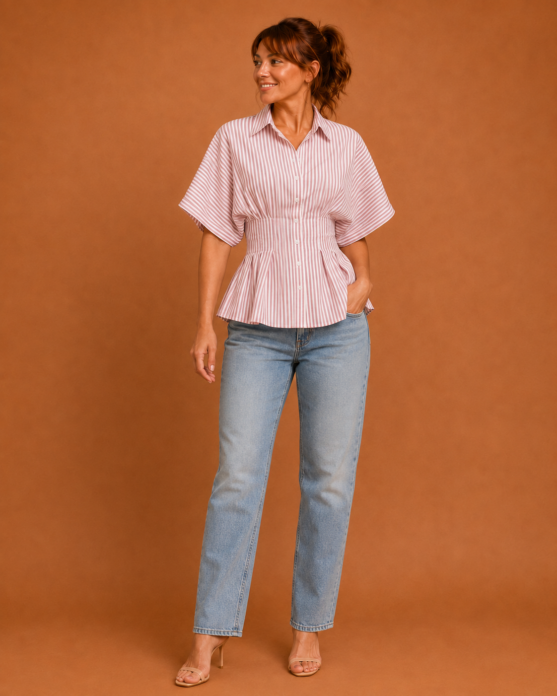 TAYI™ - Classy Striped Collared Formal Top