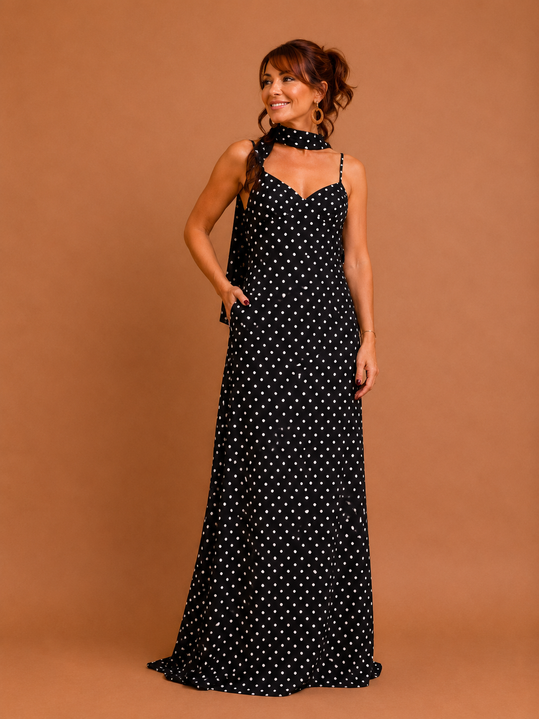 ZENA™ - Classic Polka Dots V-Neck Backless Maxi Dress