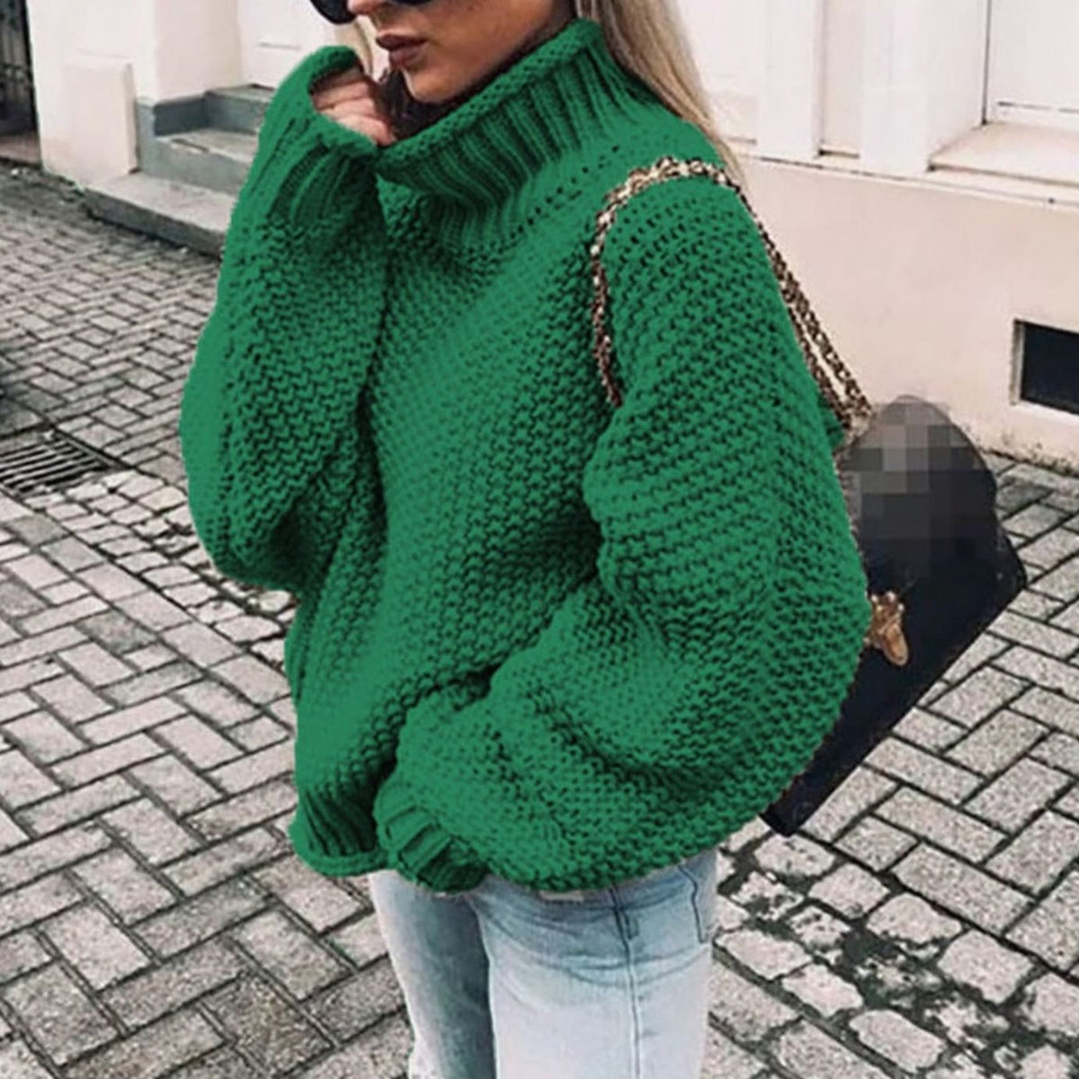 Women's Oversized Chunky Knit Turtleneck Sweater
